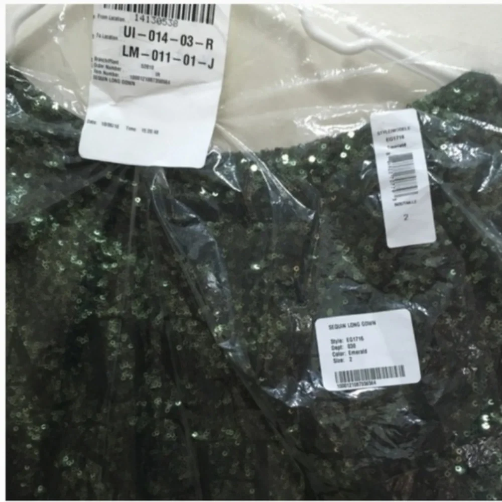 Badgley mischka green sequin formal dress gown size 2 nwt - Picture 5 of 7